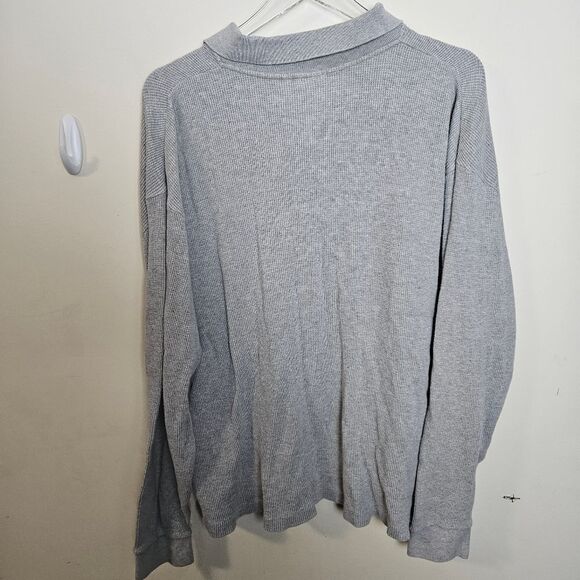 LL Bean Mens Thermal Waffle Polo 100% Cotton XL Grey - Picture 3 of 3